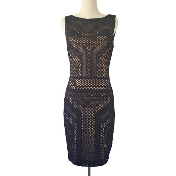 CACHE Black Lace Stretch Pencil Dress Size 6 Sleeveless Cocktail Party - Picture 2 of 8